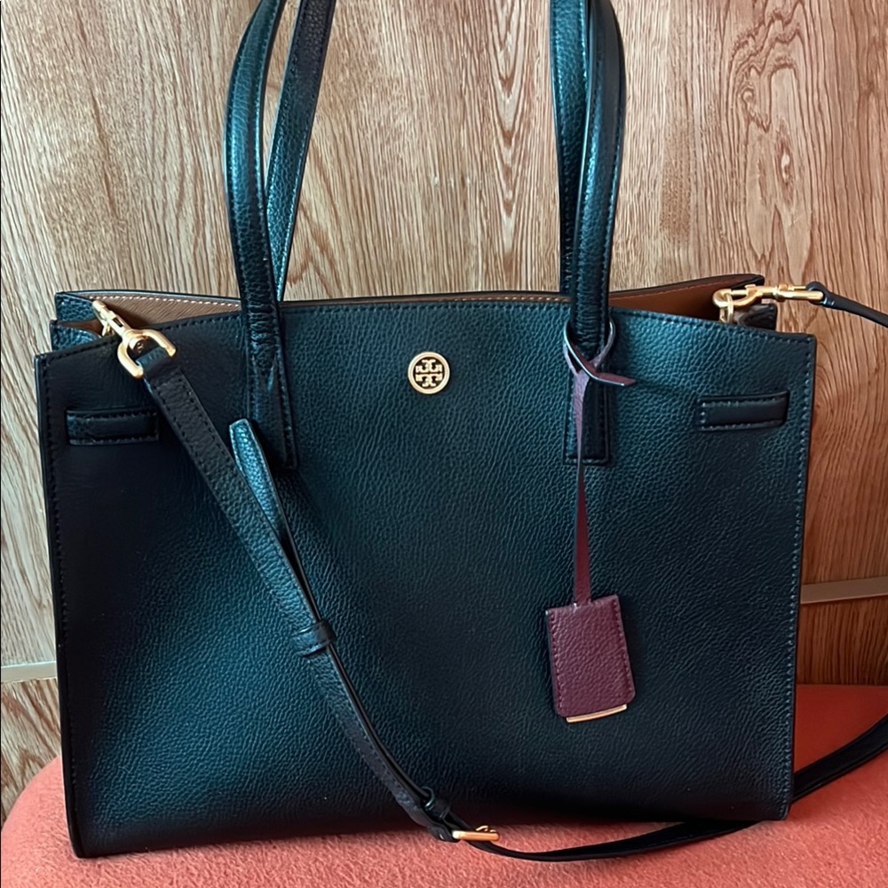 Tory Burch Black Leather Tote Bag (medium)